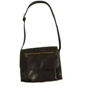 Relic crossbody leather purse brown flap snap close arch charm pebbled